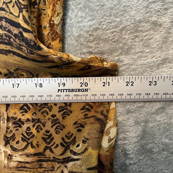 Chicos 1 Women Silk Linen Beaded Mixed Media Aztec V Neck Long Sleeve Top M - Picture 11 of 14